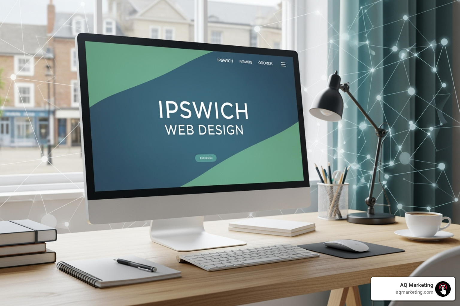 A website displayed perfectly across three devices: a large desktop monitor, a tablet held horizontally, and a smartphone held vertically. The design is consistent and visually appealing on all screens, showcasing responsive web design. - web design ipswich