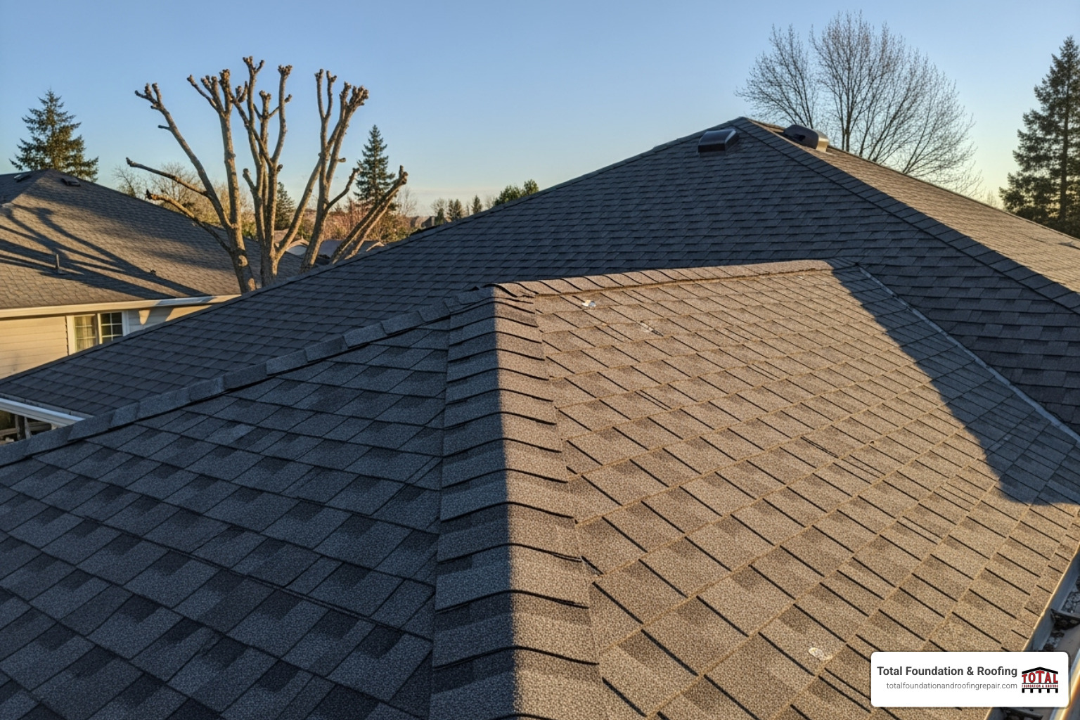 newly repaired roof ridge cap looking clean and secure on a residential home - roof ridge cap repair cost