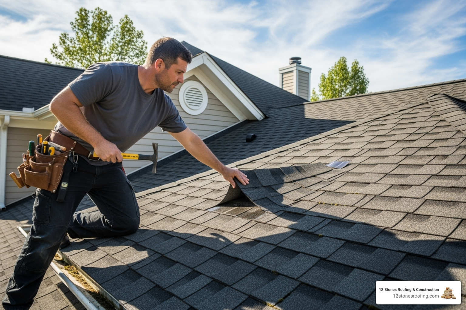 professional roofer inspecting a roof - Water damaged ceiling repair professional roofer inspecting a roof - Water damaged ceiling repair