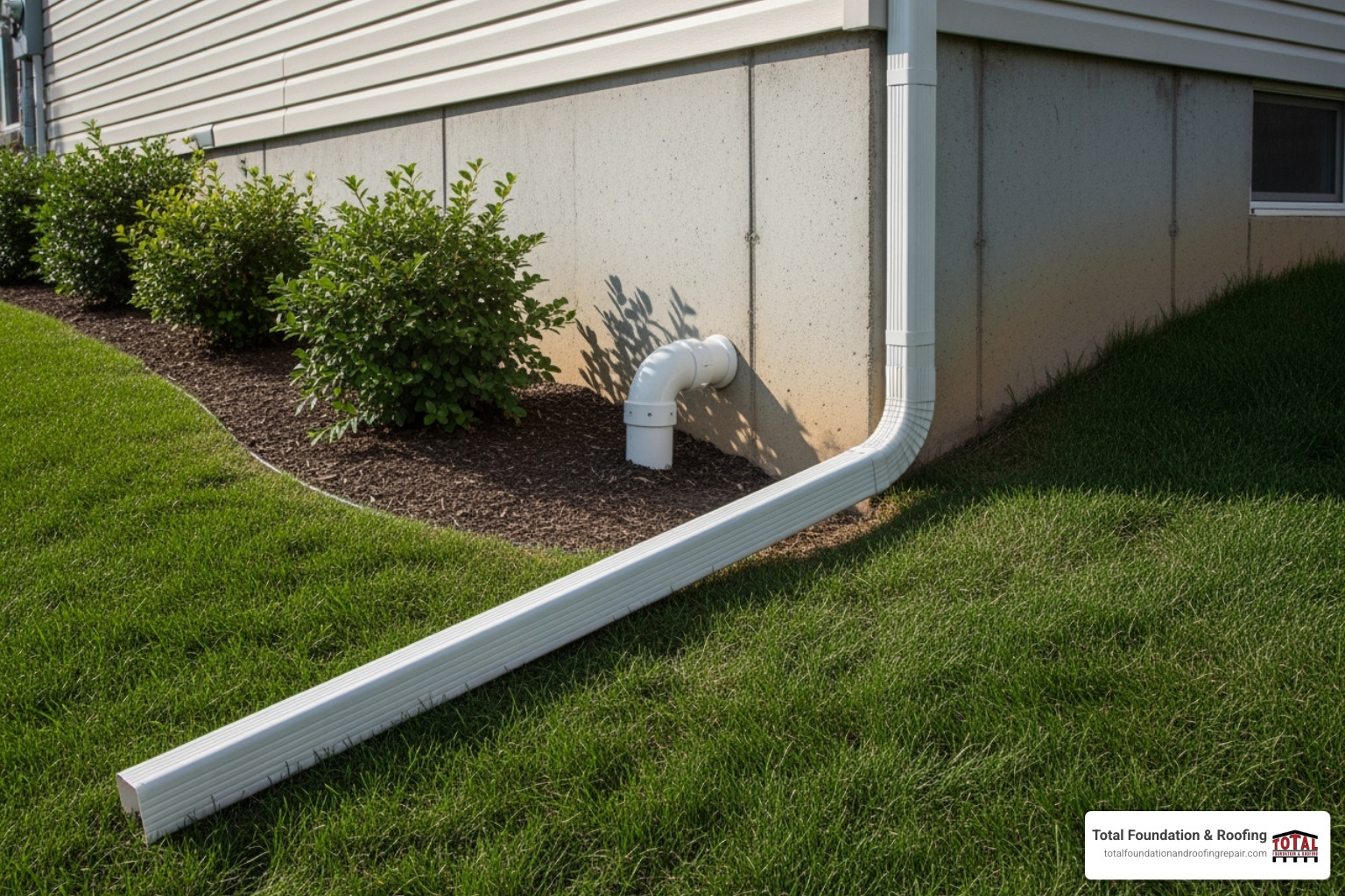 properly installed gutter and downspout system directing water away from a foundation - foundation leak repair kerrville