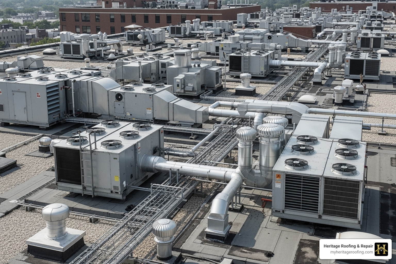 complex commercial roof with multiple HVAC units and vents - commercial contractors for roofing complex commercial roof with multiple HVAC units and vents - commercial contractors for roofing