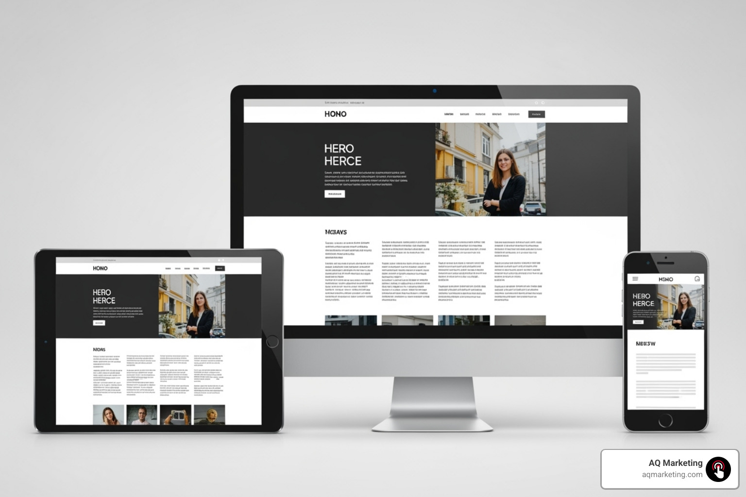 Website design on desktop, tablet, and mobile screens to illustrate responsiveness - web design Boston Website design on desktop, tablet, and mobile screens to illustrate responsiveness - web design Boston