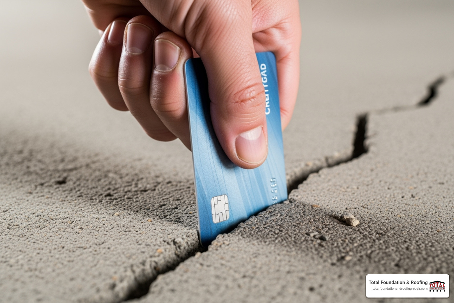 credit card measuring crack - cracked slab in garage credit card measuring crack - cracked slab in garage