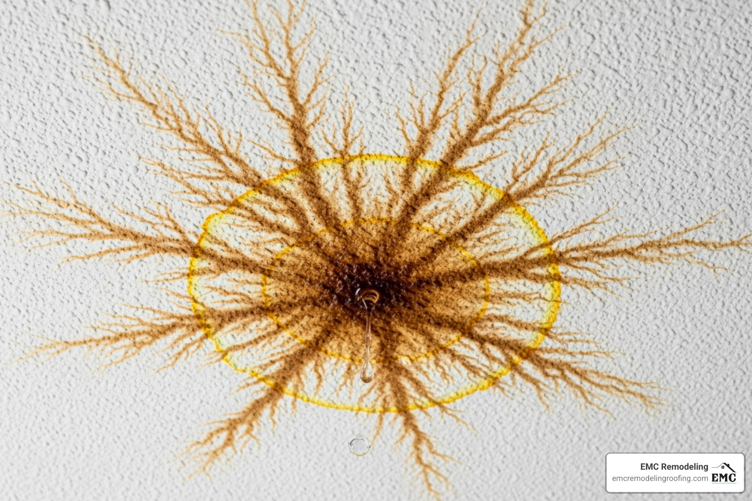 water stain on a ceiling caused by a roof leak - hail repair roofing water stain on a ceiling caused by a roof leak - hail repair roofing