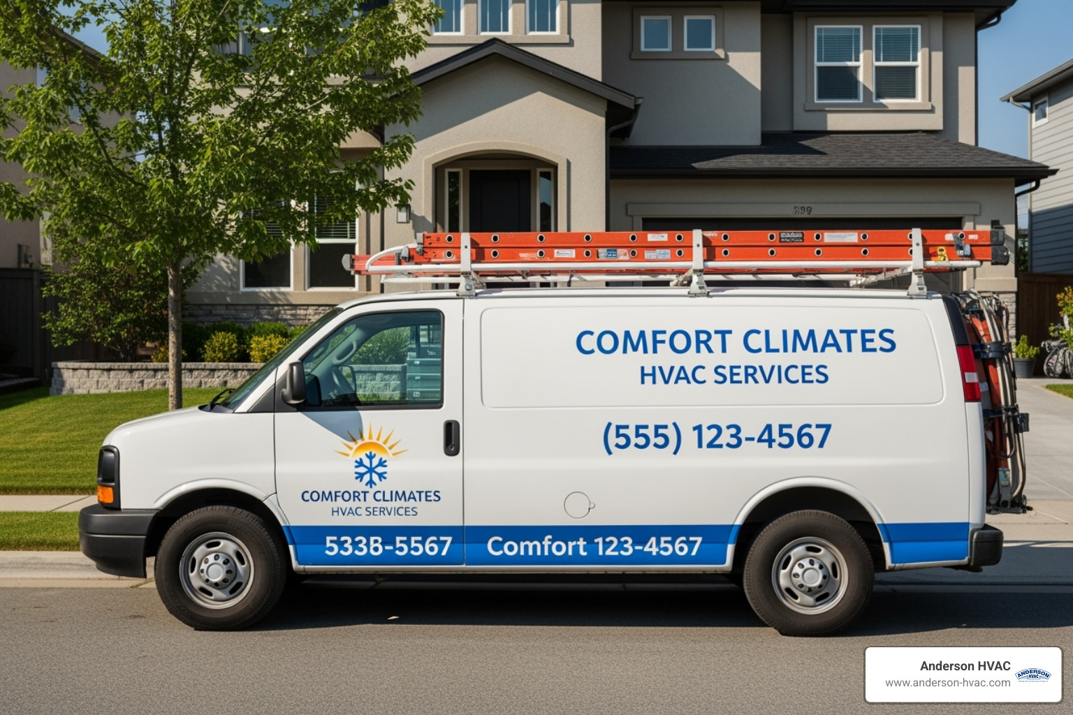 of a clearly marked, professional HVAC service van - residential heating repair in north ogden, ut