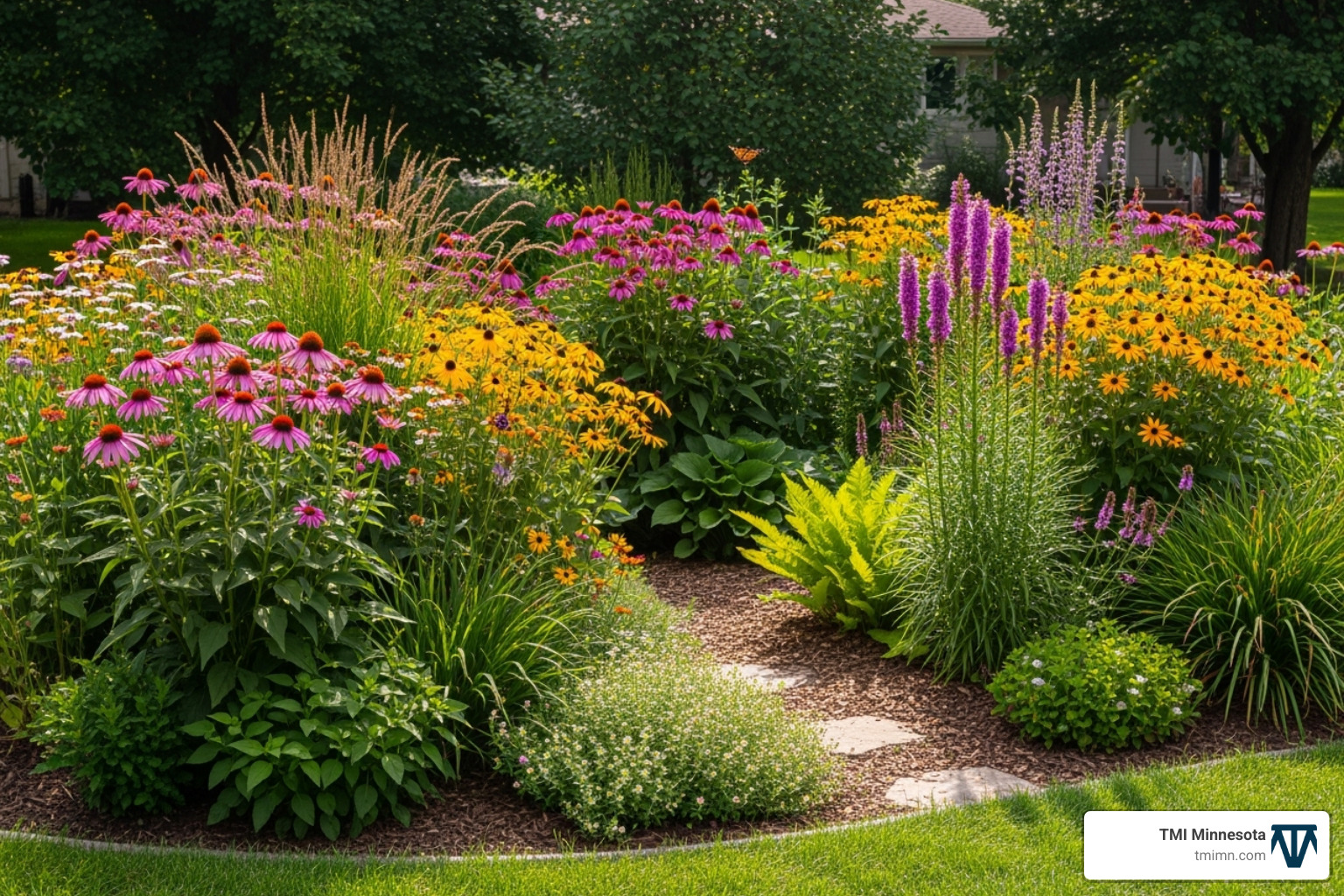 thriving native plant garden in a Minnesota yard - landscaping Twin Cities thriving native plant garden in a Minnesota yard - landscaping Twin Cities