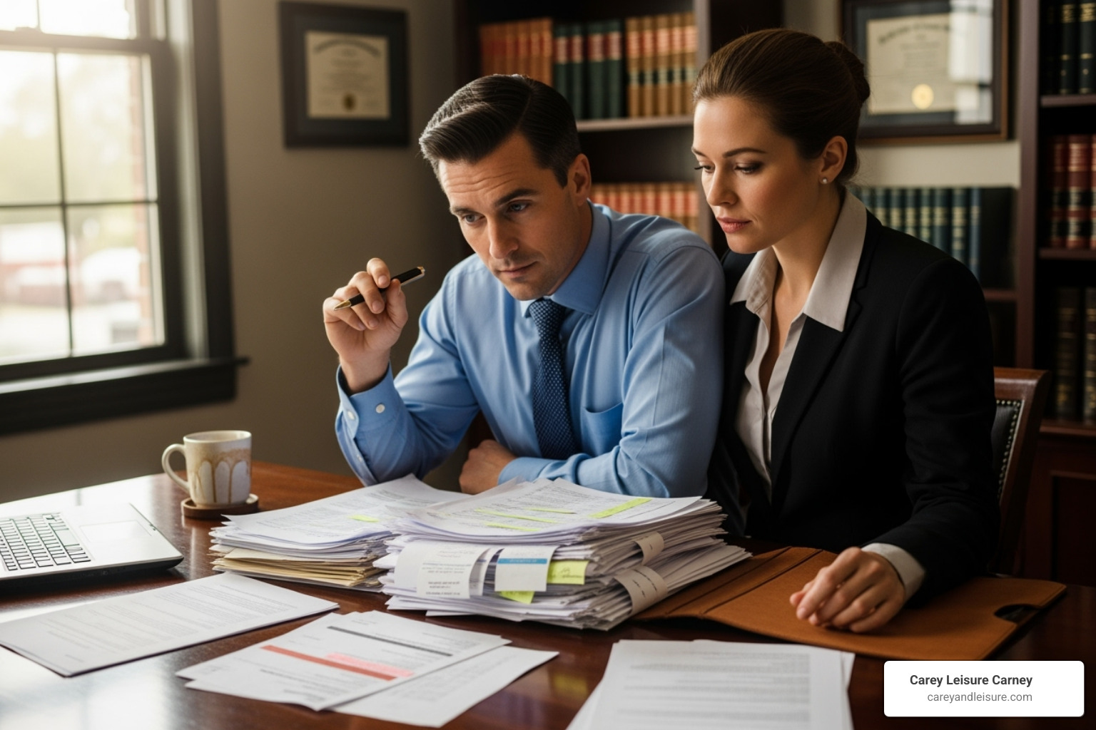 a lawyer reviewing medical bills and financial documents - what does a truck accident lawyer do