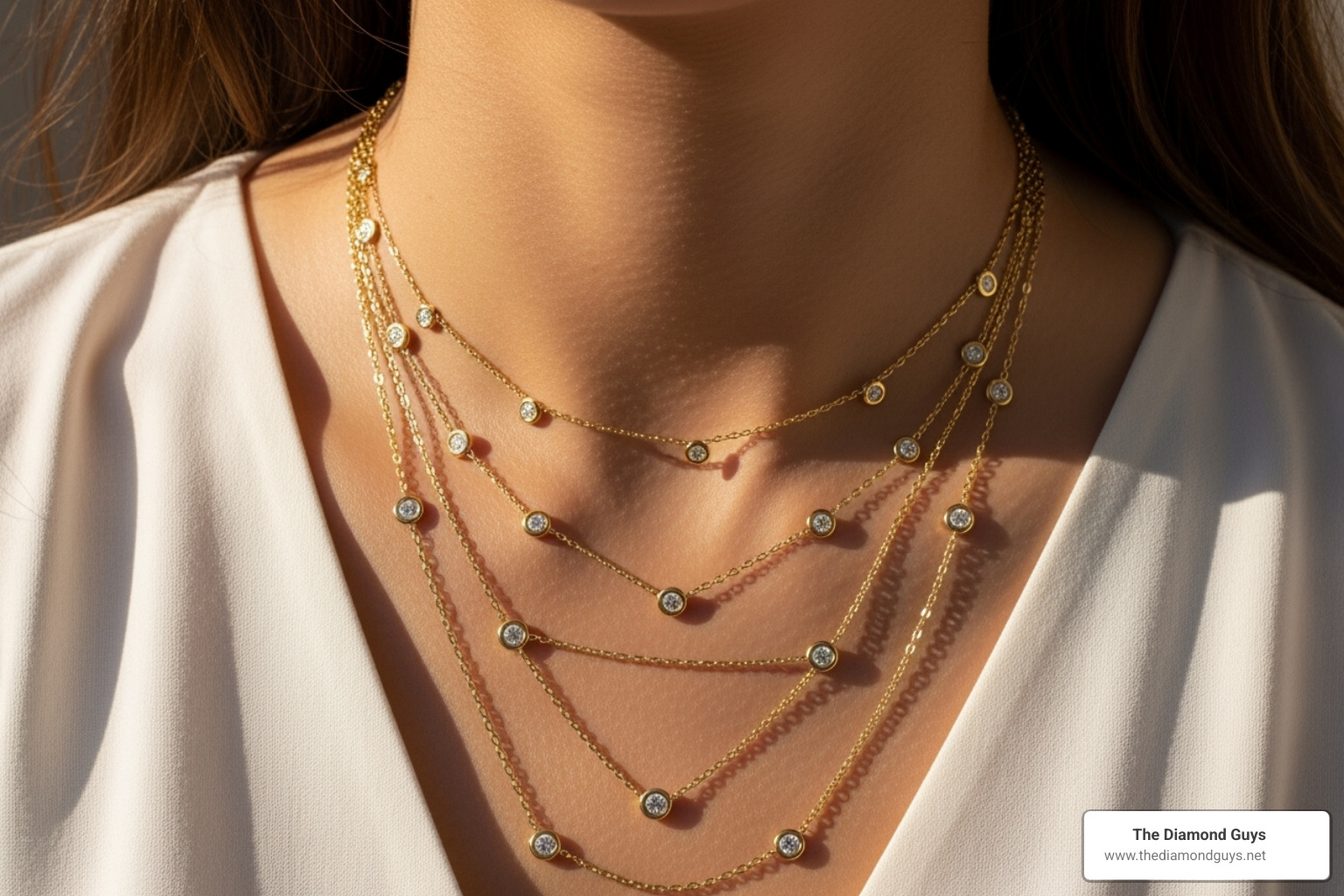 model layering a diamonds in the yard necklace - diamonds in the yard necklace