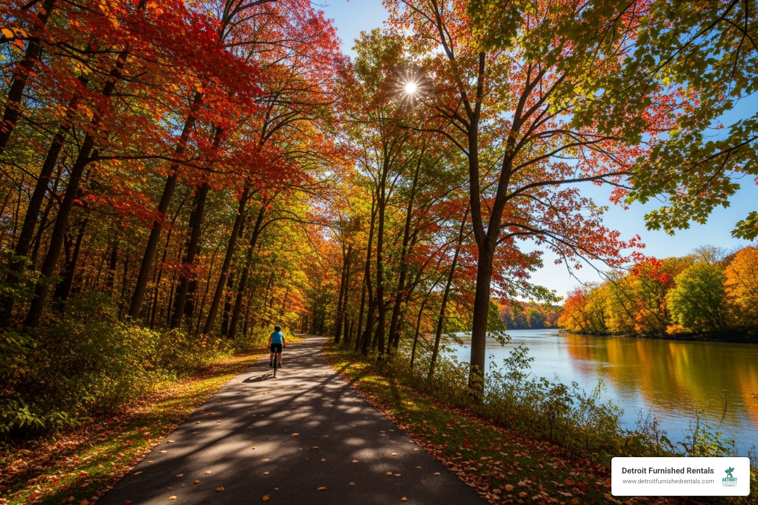 trailhead sign with parking lot at Rochester Municipal Park - Clinton River Trail