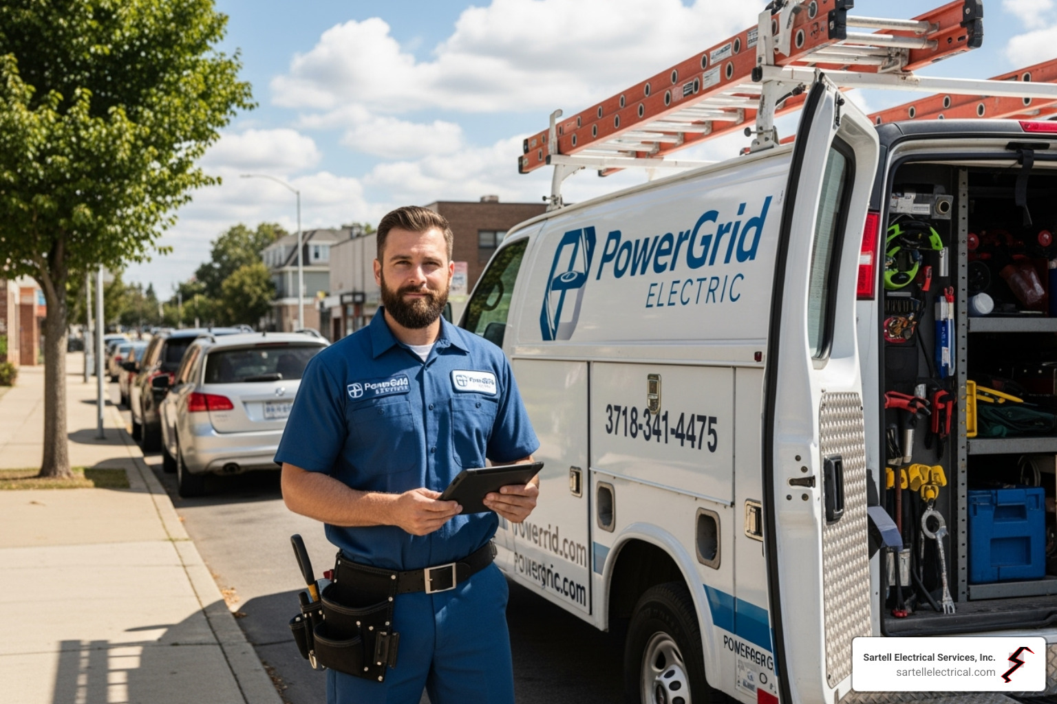 professional electrician in branded service vehicle - Electrical Maintenance Services