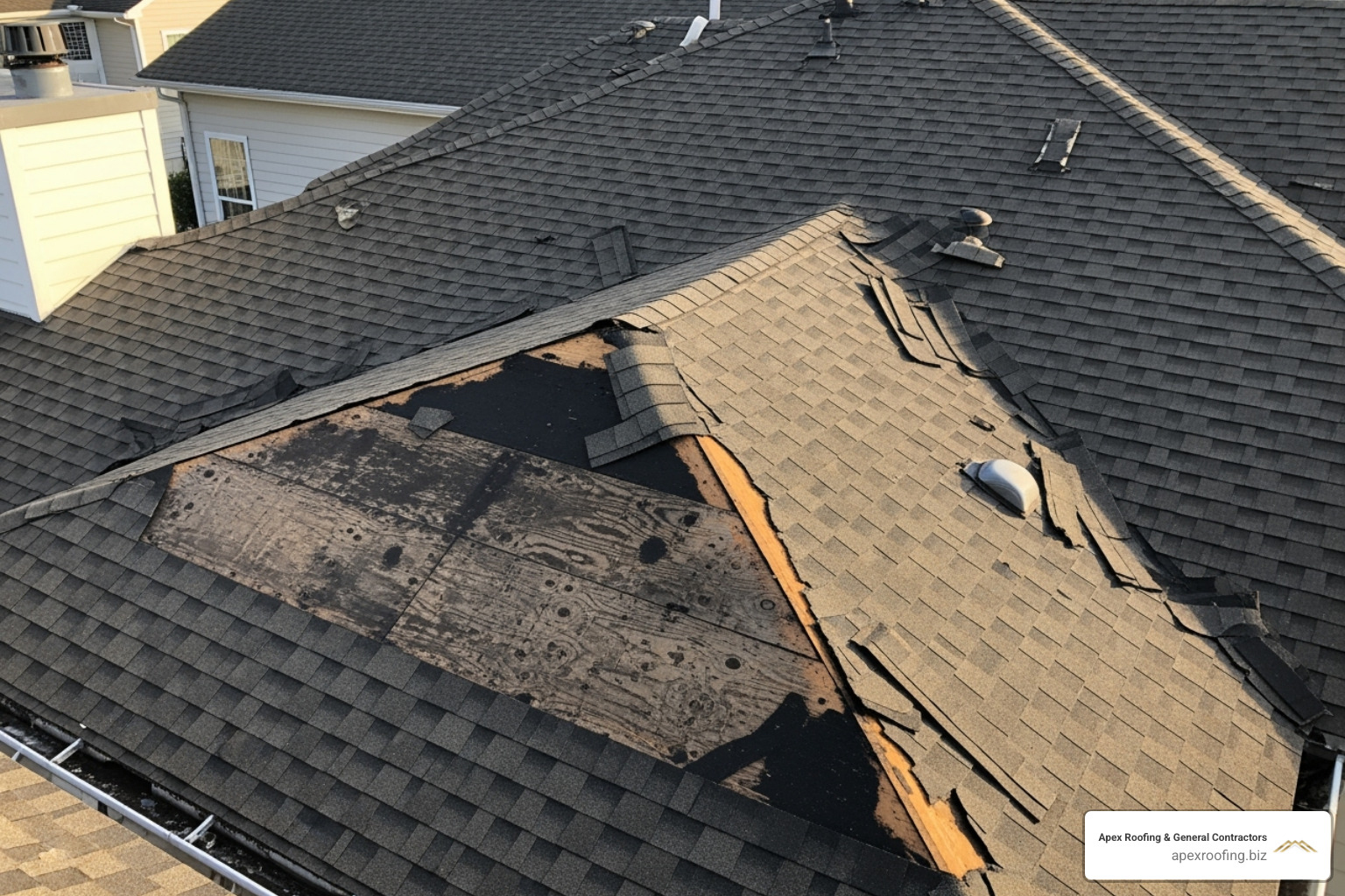 curled and missing asphalt shingles - common roof repairs