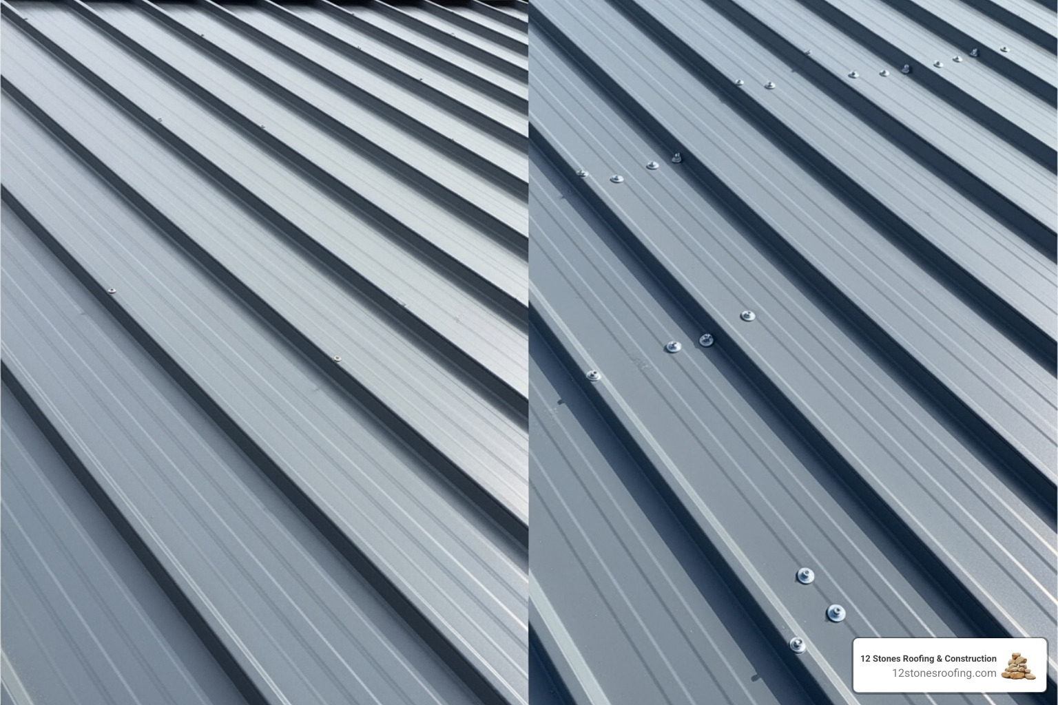 difference between a standing seam and an exposed fastener metal roof - residential metal roof repair
