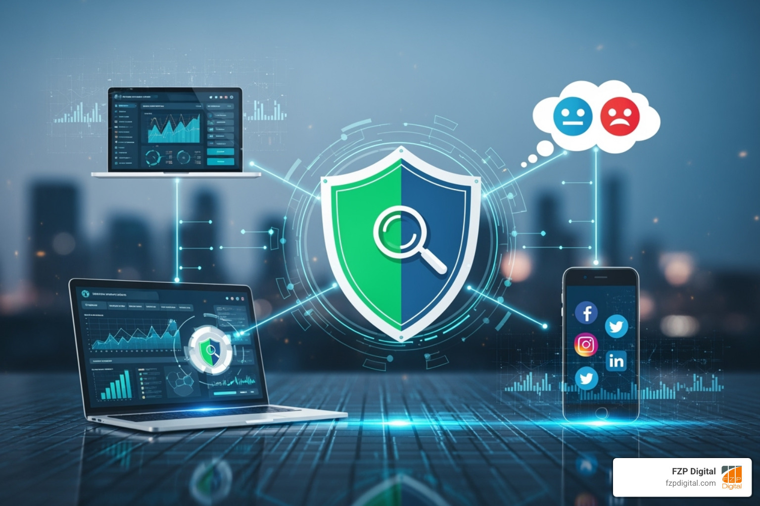 split screen showing a positive review with a thankful response and a negative review with a helpful, problem-solving response - online reputation management softwares split screen showing a positive review with a thankful response and a negative review with a helpful, problem-solving response - online reputation management softwares