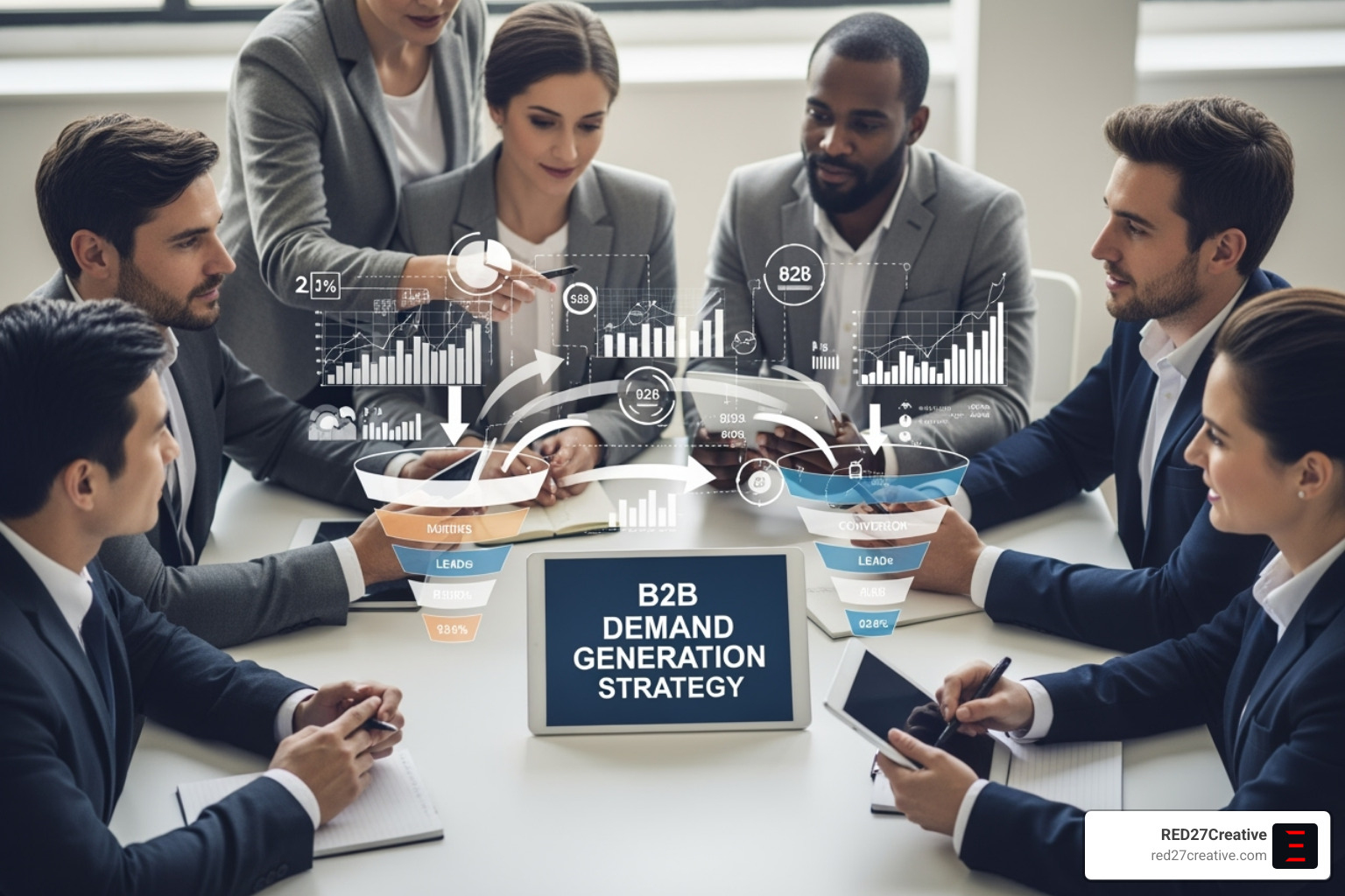 A dashboard displaying key marketing metrics, including website traffic, conversion rates, and pipeline value. - b2b demand generation A dashboard displaying key marketing metrics, including website traffic, conversion rates, and pipeline value. - b2b demand generation