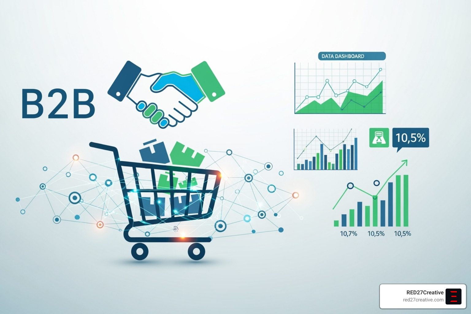 Shopify Plus logo with B2B-related icons such as a shopping cart, a network graph, a handshake, and a dashboard - B2B Shopify agency Shopify Plus logo with B2B-related icons such as a shopping cart, a network graph, a handshake, and a dashboard - B2B Shopify agency