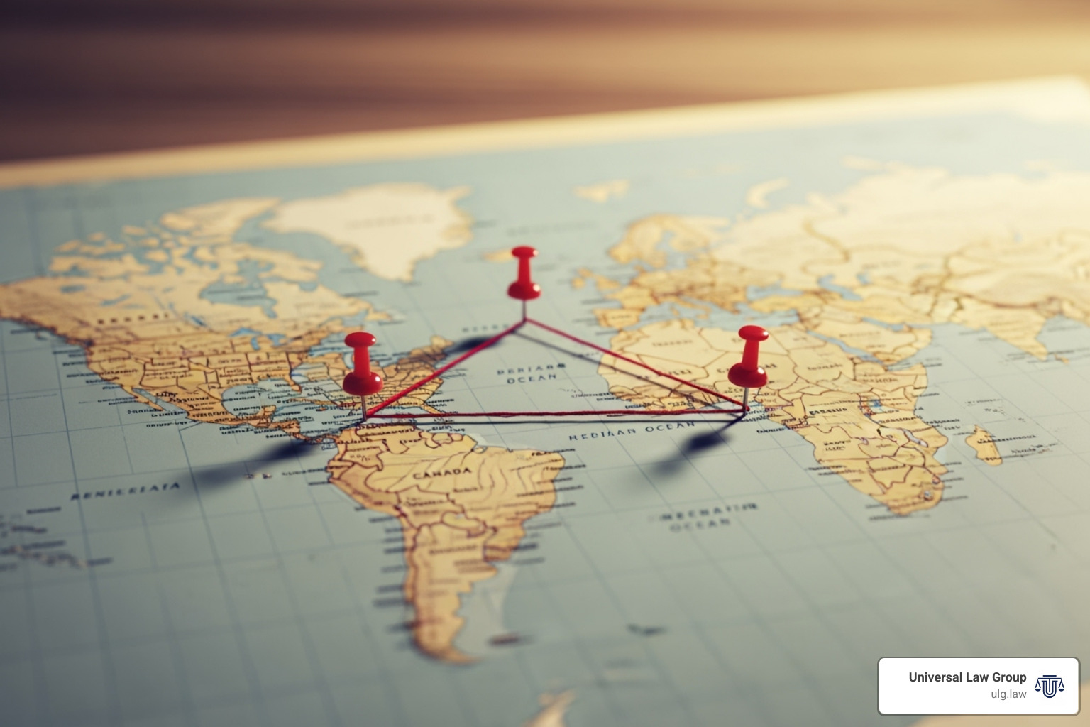 a world map with pins on the US, Canada, and Scotland - criminal mischief