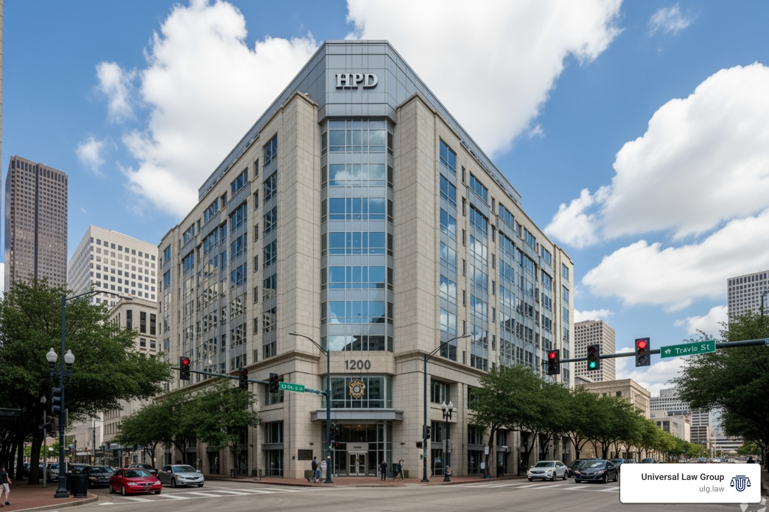 Houston Police Department headquarters building at 1200 Travis St - houston police department accident report