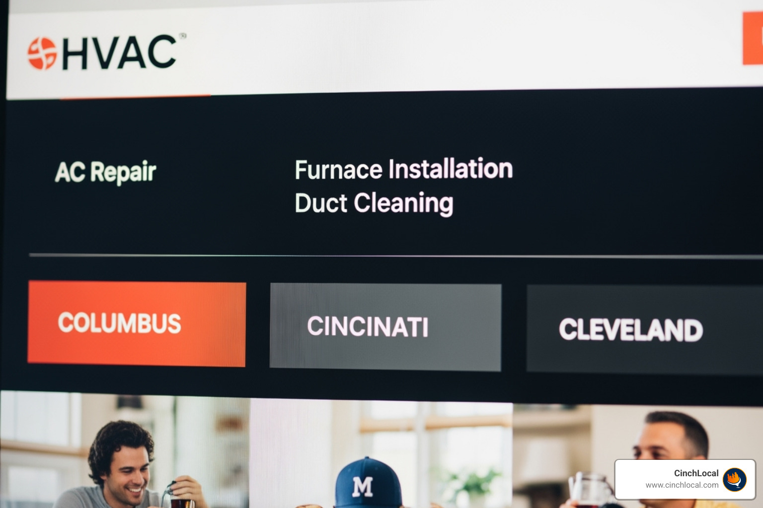 A website navigation menu with clear options for different services like 
