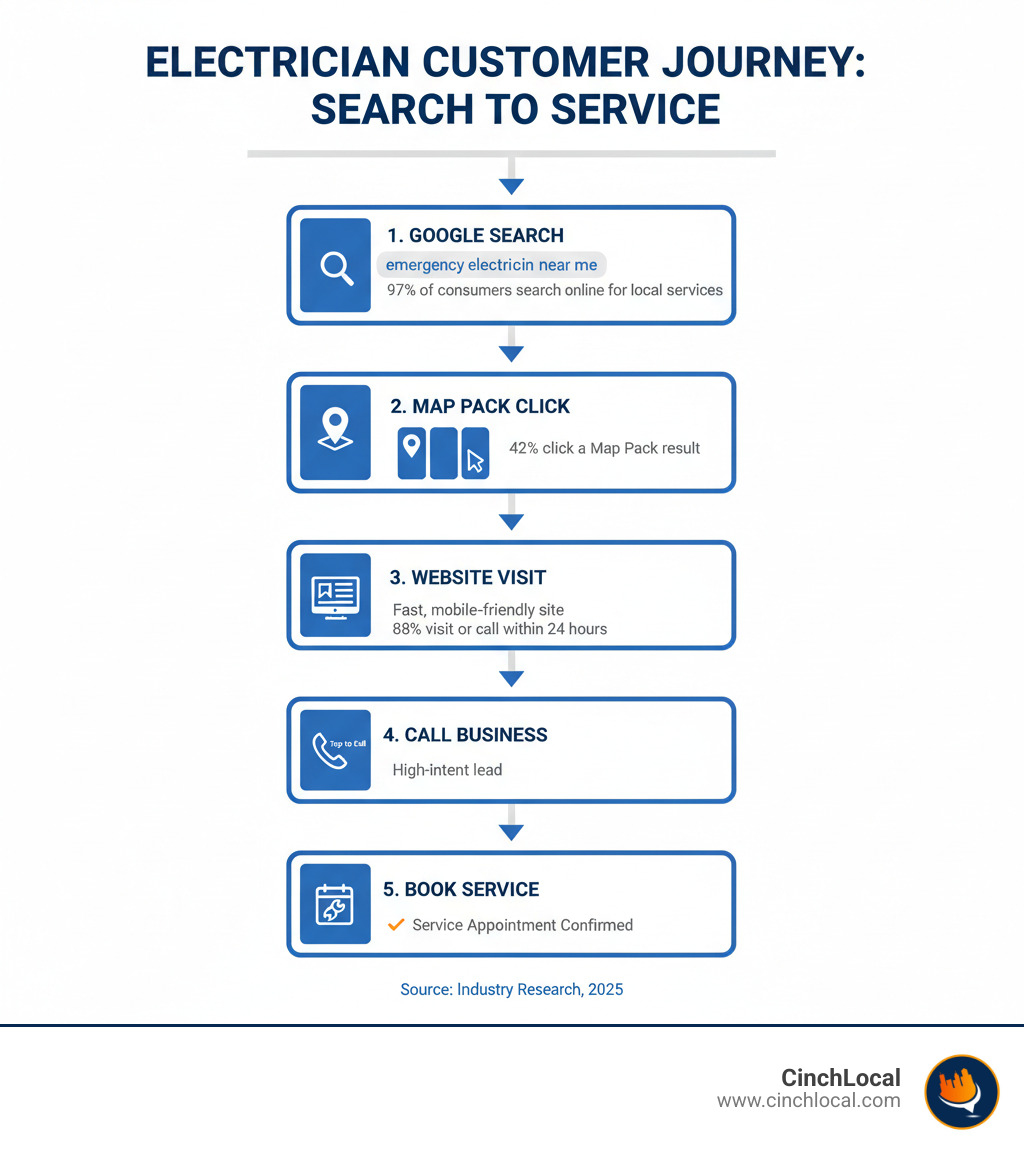 Infographic showing the customer journey from Google search  Infographic showing the customer journey from Google search