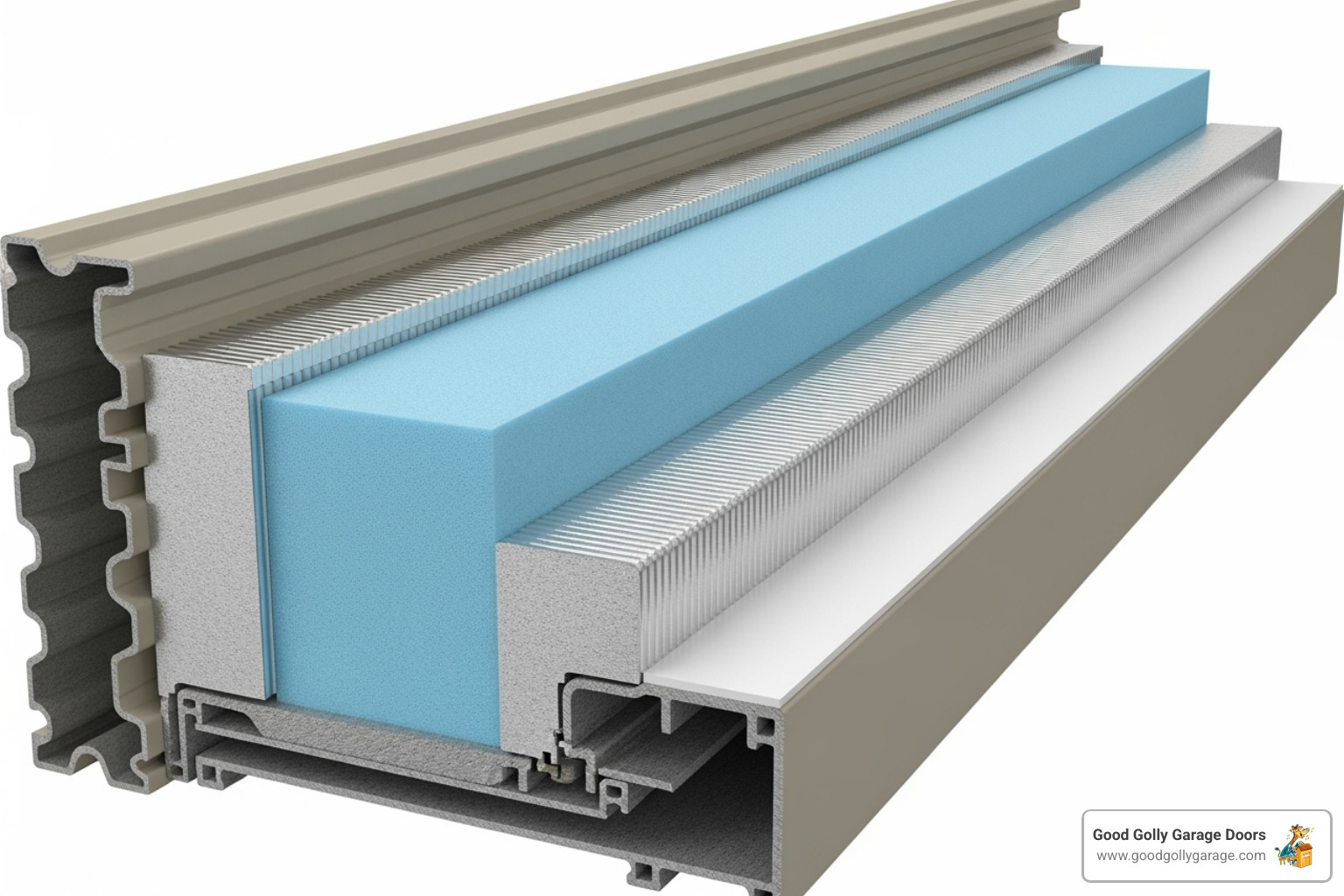 Image of a cross-section of an insulated garage door panel - garage door repair in las vegas nv Image of a cross-section of an insulated garage door panel - garage door repair in las vegas nv