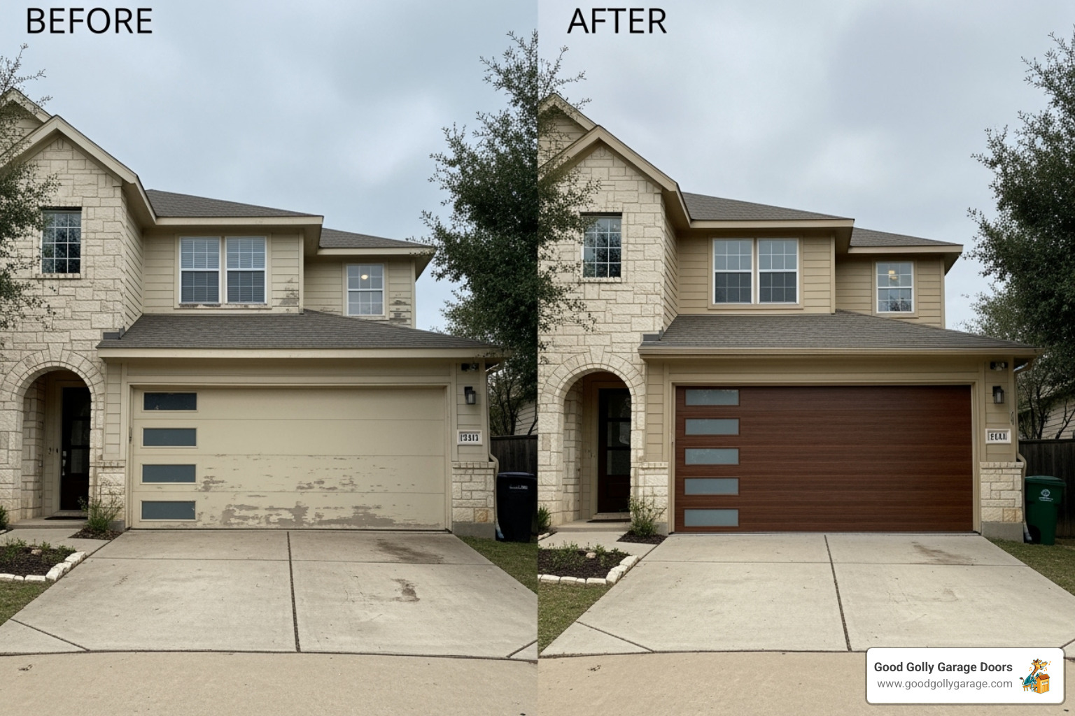 before-and-after high-end garage door installation - high-end garage door repair service in austin tx before-and-after high-end garage door installation - high-end garage door repair service in austin tx