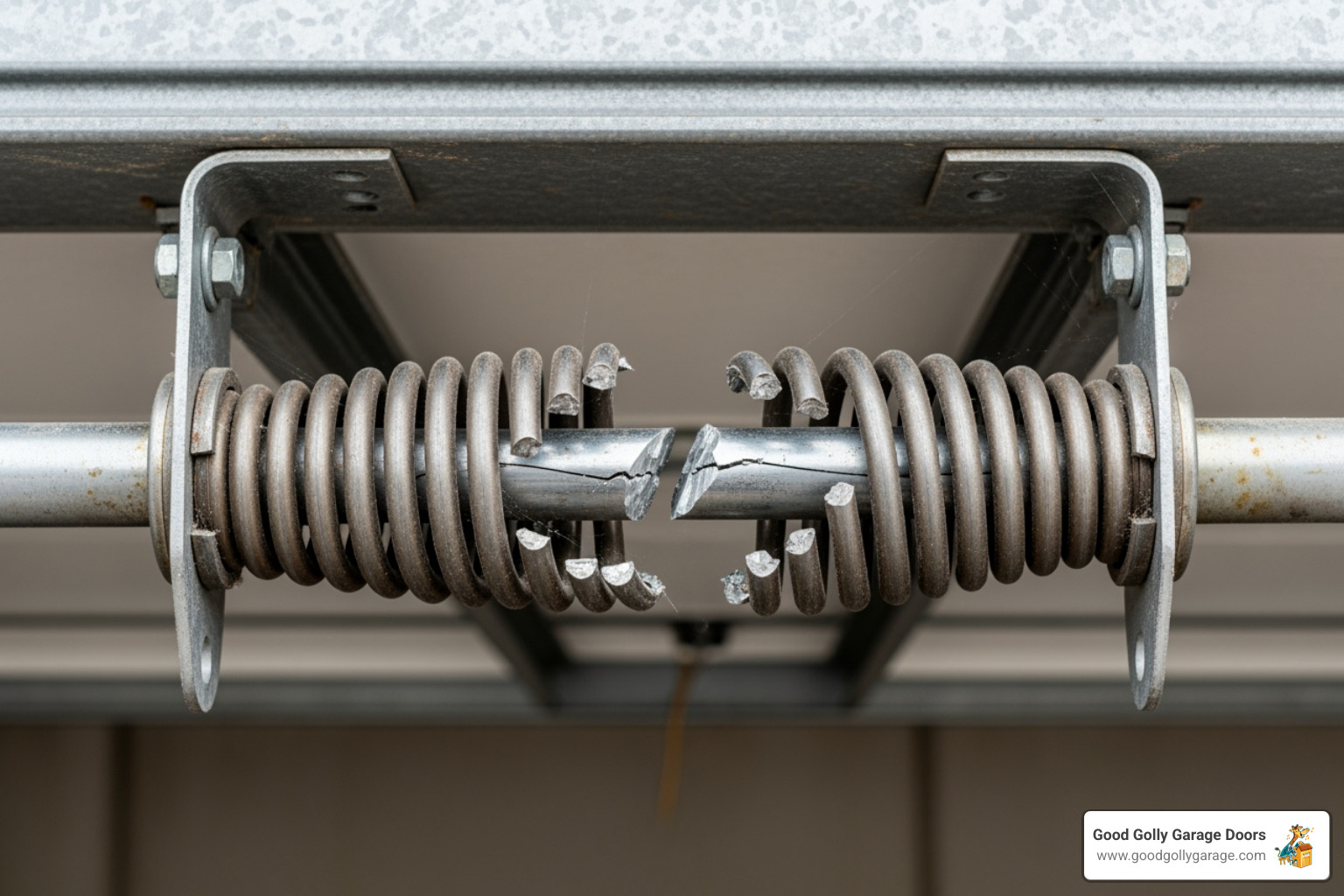 broken torsion spring above garage door - professional garage door repair in austin tx