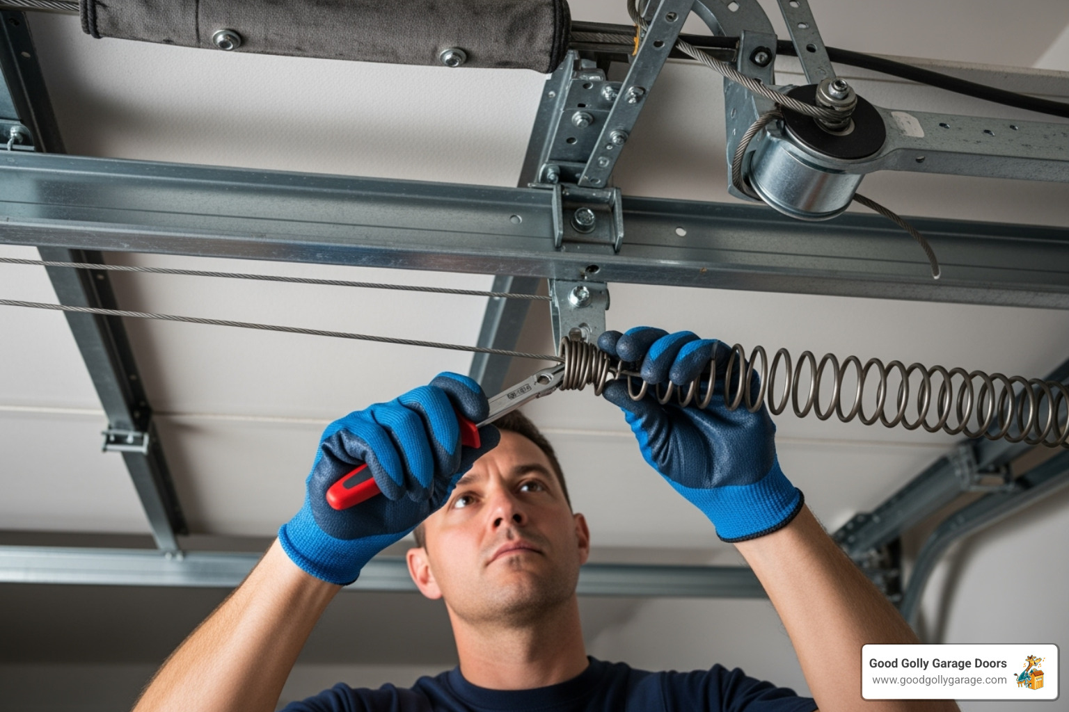 technician repairing a garage door spring - custom garage door repair installation in kyle tx technician repairing a garage door spring - custom garage door repair installation in kyle tx