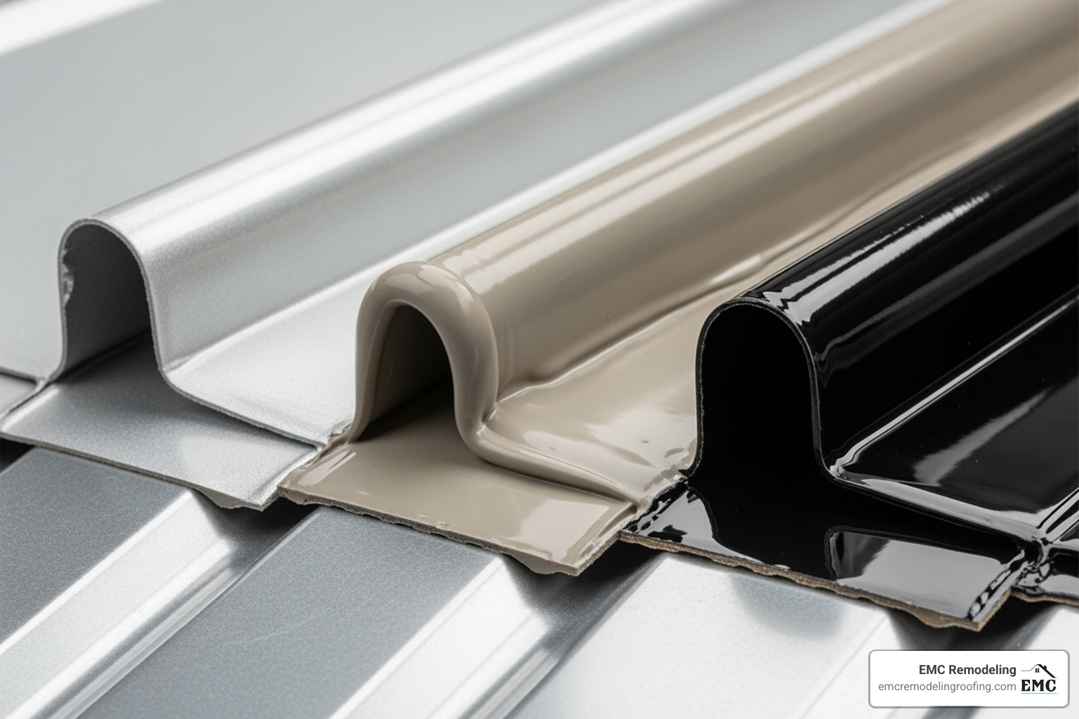 Image showing various textures and colors of roof coatings, representing different types like acrylic, silicone, and epoxy. - metal roof coating company near me