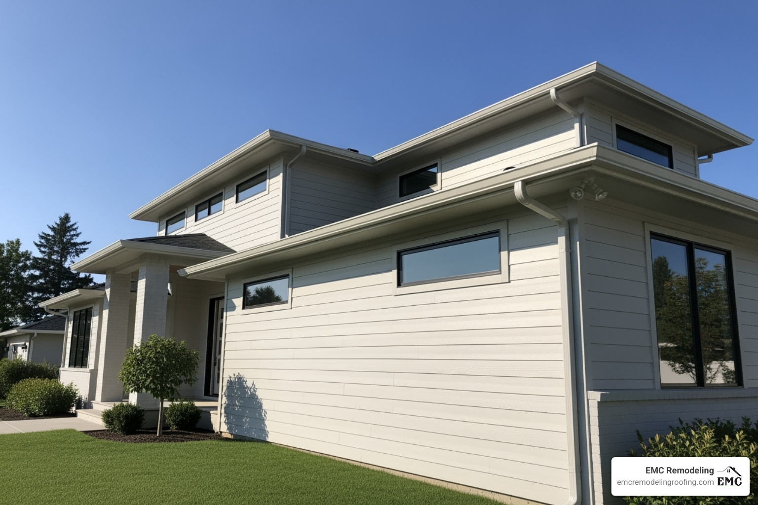 home with new siding and seamless gutters - exterior home improvements home with new siding and seamless gutters - exterior home improvements