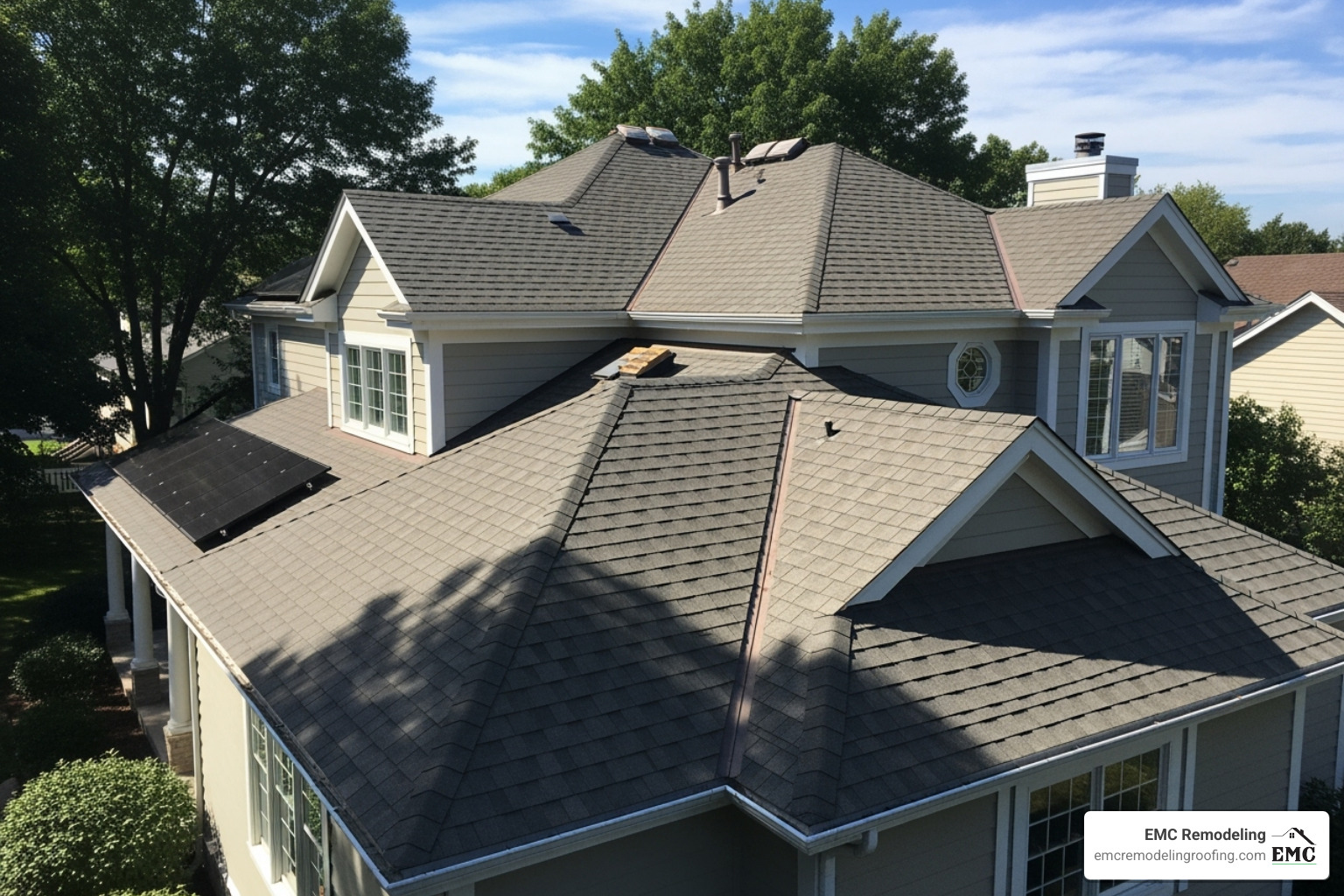 clean and completed roofing project with a new roof - new roof quotes
