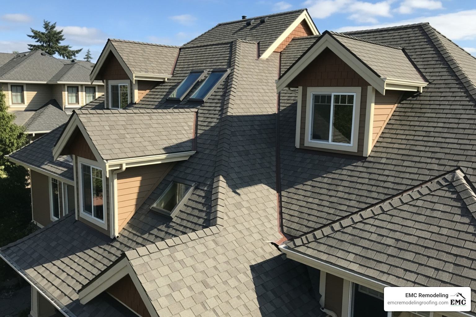 complex roof with multiple dormers and valleys - new roof quotes