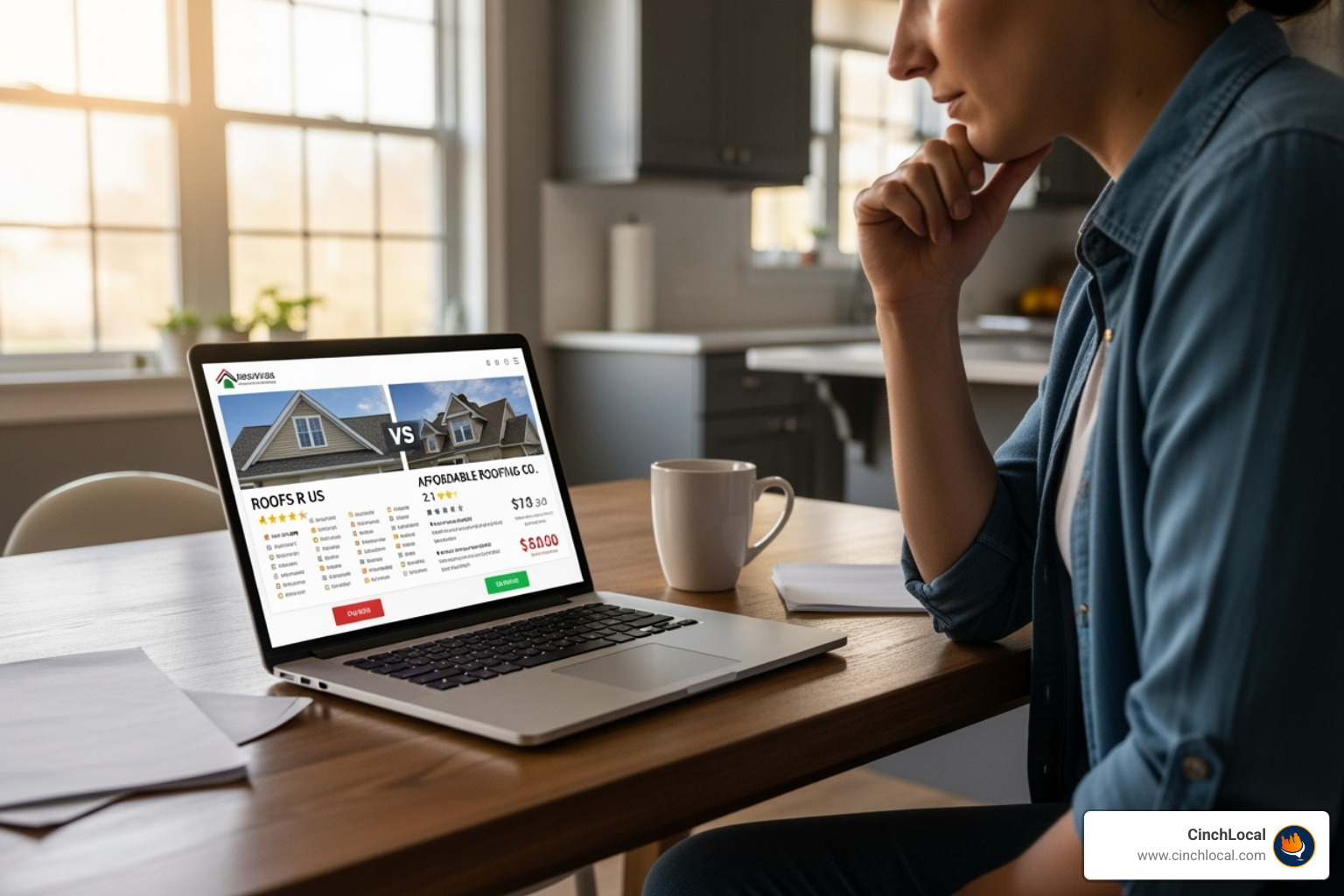 Homeowner choosing between high and low-rated roofing companies - Electrician review management Homeowner choosing between high and low-rated roofing companies - Electrician review management