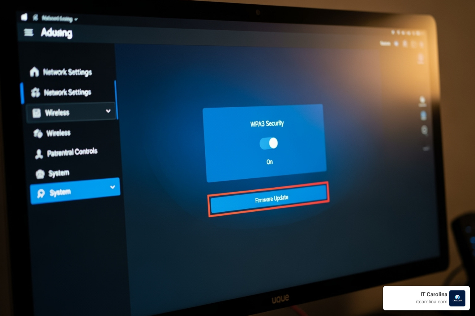 of a router's admin settings page highlighting the WPA3 setting and firmware update button - Stop Blaming Hackers. Your Wi-Fi Password Is 'Summer2024' of a router's admin settings page highlighting the WPA3 setting and firmware update button - Stop Blaming Hackers. Your Wi-Fi Password Is 'Summer2024'