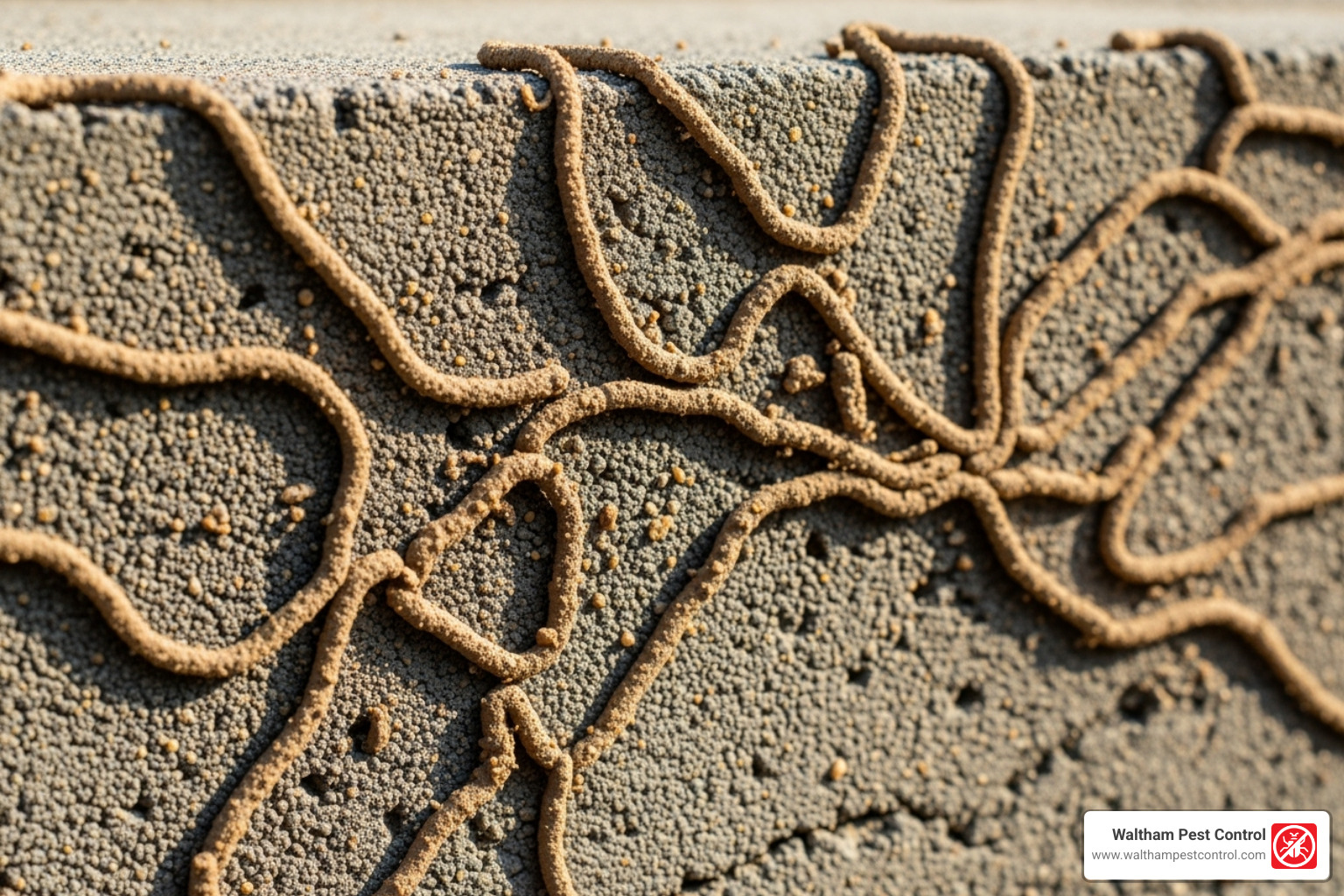 termite mud tubes on a concrete foundation - top rated termite companies near me