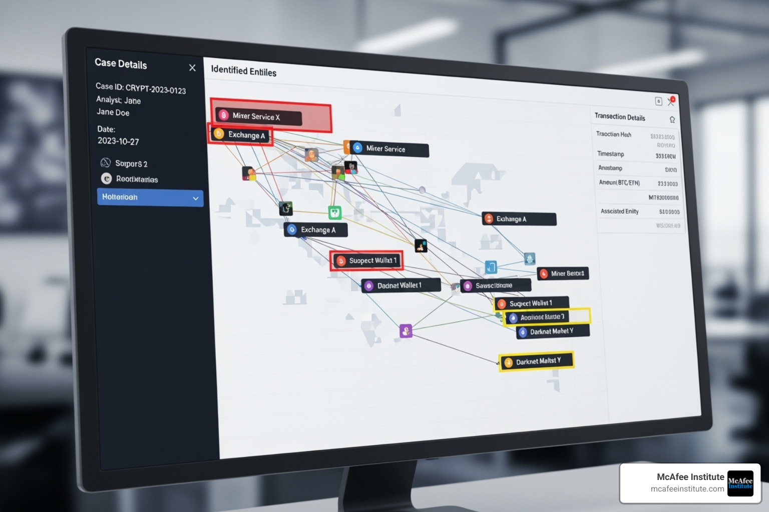 Redacted investigation report showing a successfully traced crypto fund flow, with arrows indicating movement between wallets and annotations highlighting identified entities - crypto tracing Redacted investigation report showing a successfully traced crypto fund flow, with arrows indicating movement between wallets and annotations highlighting identified entities - crypto tracing