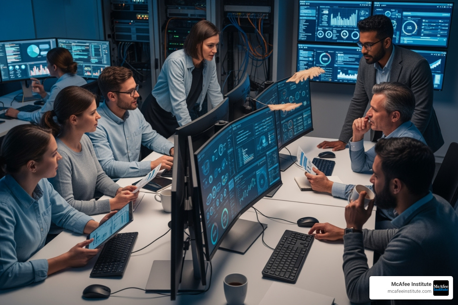 Team of analysts reviewing AI-generated data with human oversight - AI and data-driven decision-making for public safety leaders Team of analysts reviewing AI-generated data with human oversight - AI and data-driven decision-making for public safety leaders