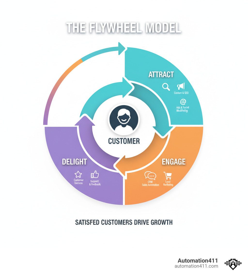 infographic describing the flywheel model - funnel software infographic 