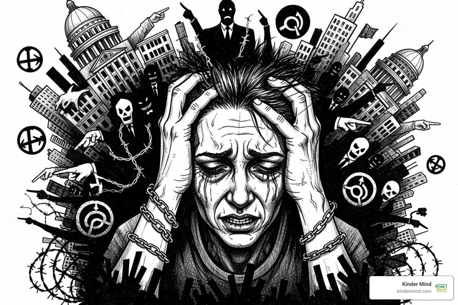 Diagram illustrating how societal stigma, prejudice, and discrimination lead to minority stress, impacting mental health - affirmative therapist