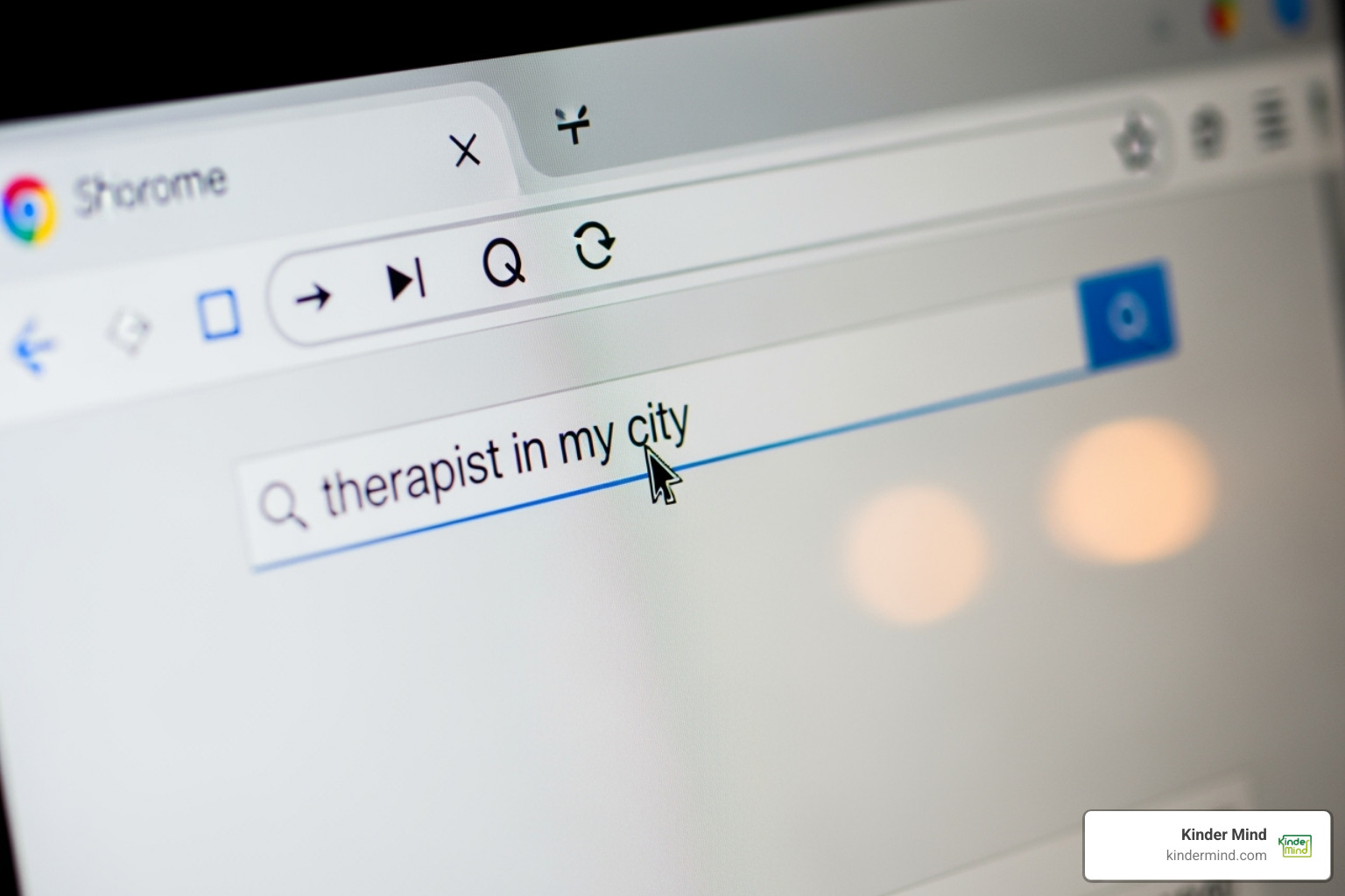 search bar on a website with "therapist in my city" typed in - mental health professionals near me