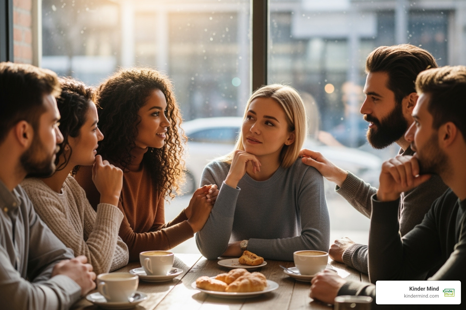 friends having a supportive conversation - Communication in polyamory