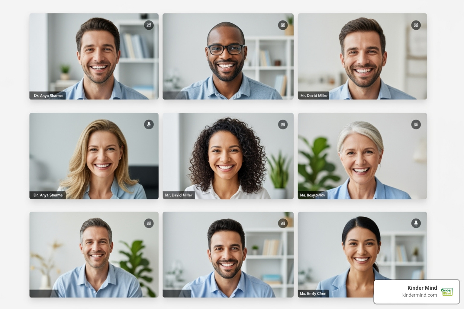 diverse group of therapists on screen - virtual therapy for depression