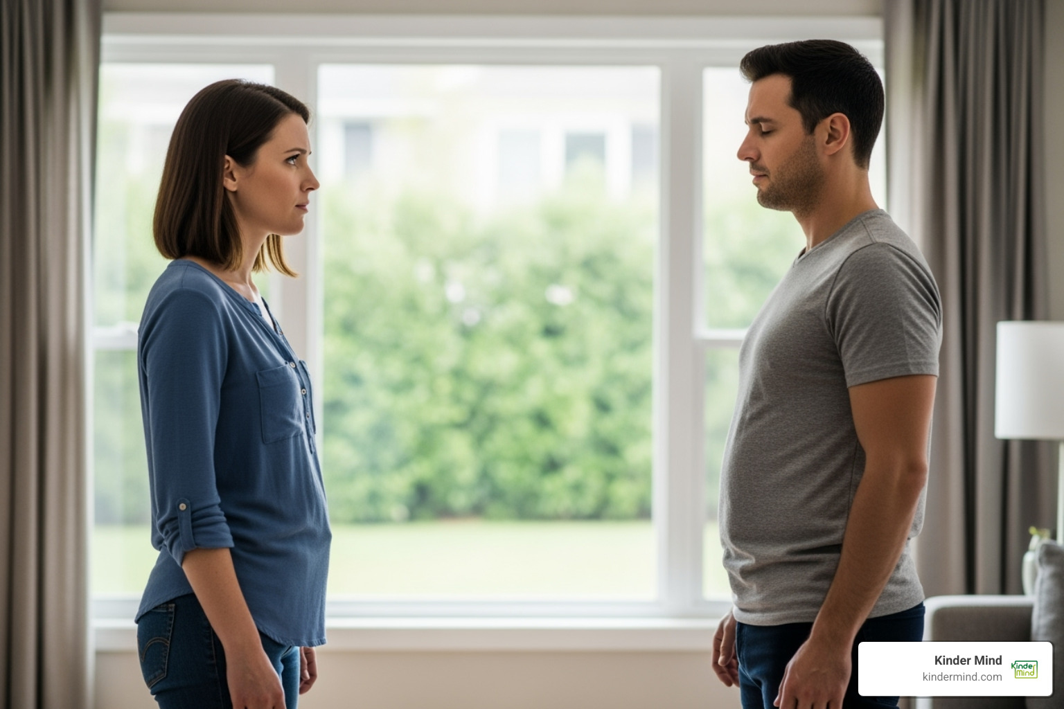 A couple taking a moment to breathe during a tense conversation - Couples communication skills