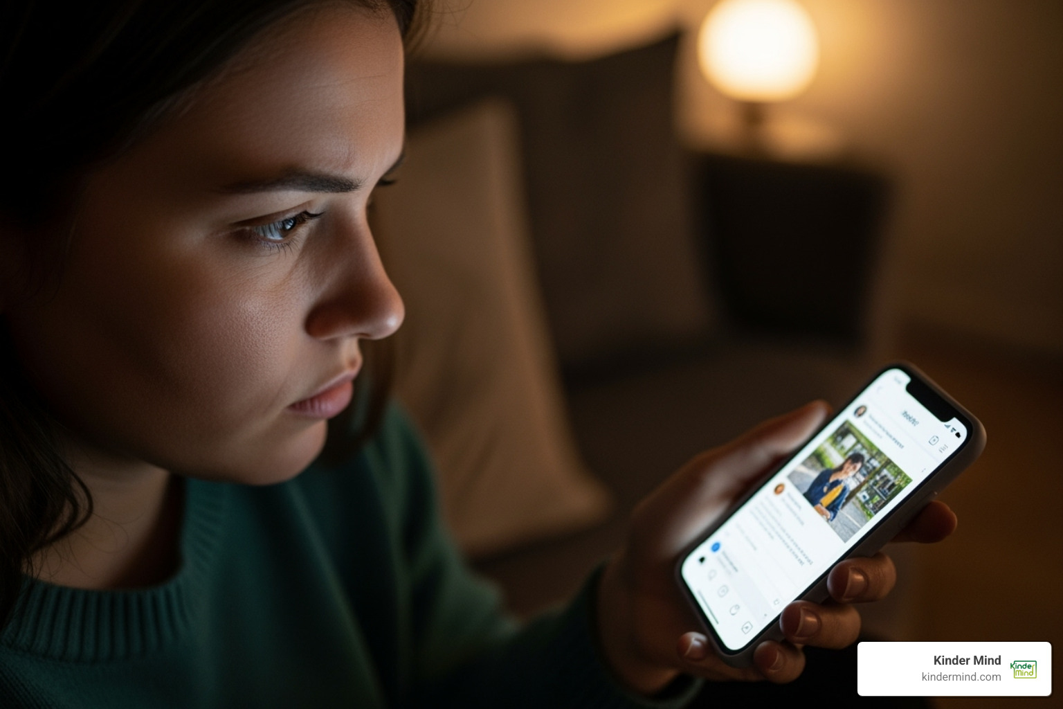 person over-analyzing a single social media post on their phone - online social anxiety