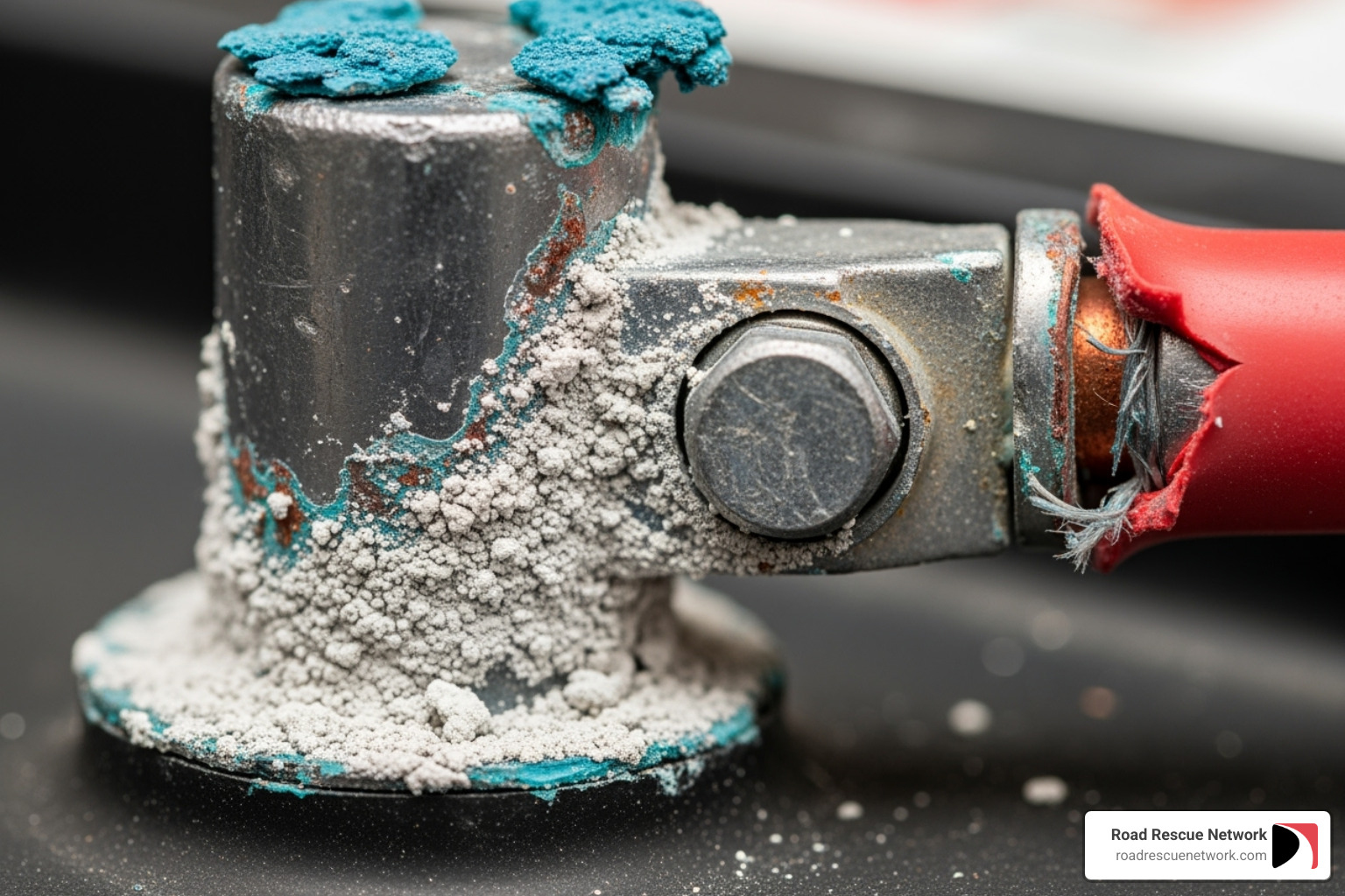 Corroded car battery terminal - Los Angeles battery service