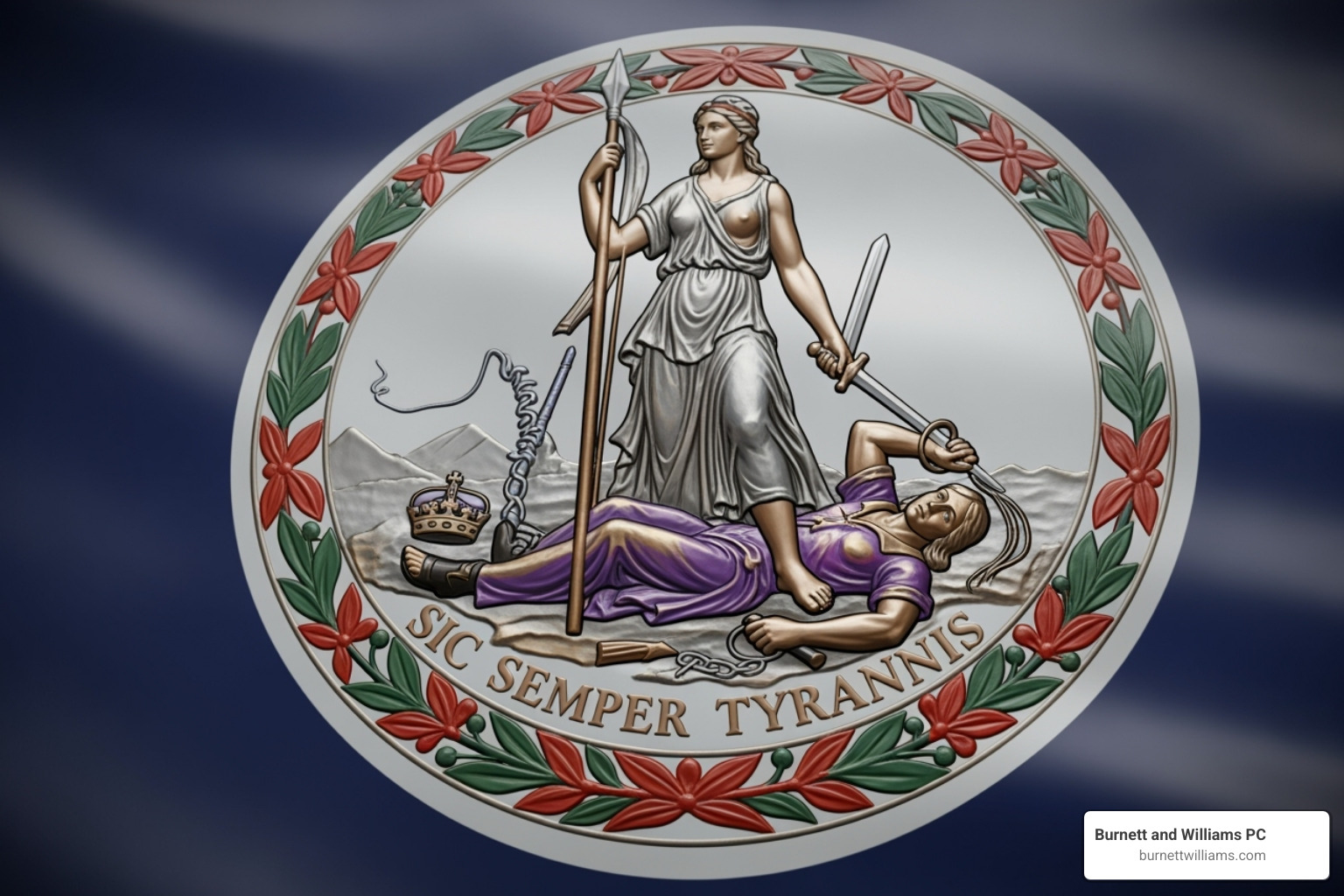 Virginia state flag emblem - Chesterfield brain injury attorney Virginia state flag emblem - Chesterfield brain injury attorney
