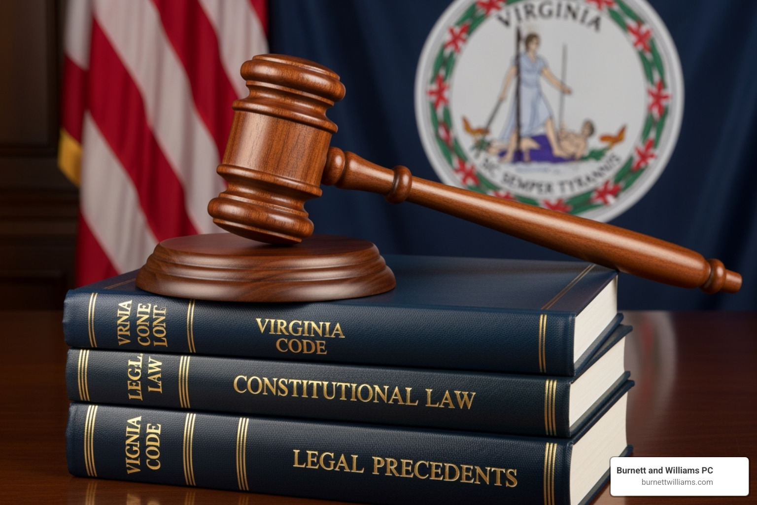 gavel and the Virginia state flag - Car accident lawyer Hopewell gavel and the Virginia state flag - Car accident lawyer Hopewell