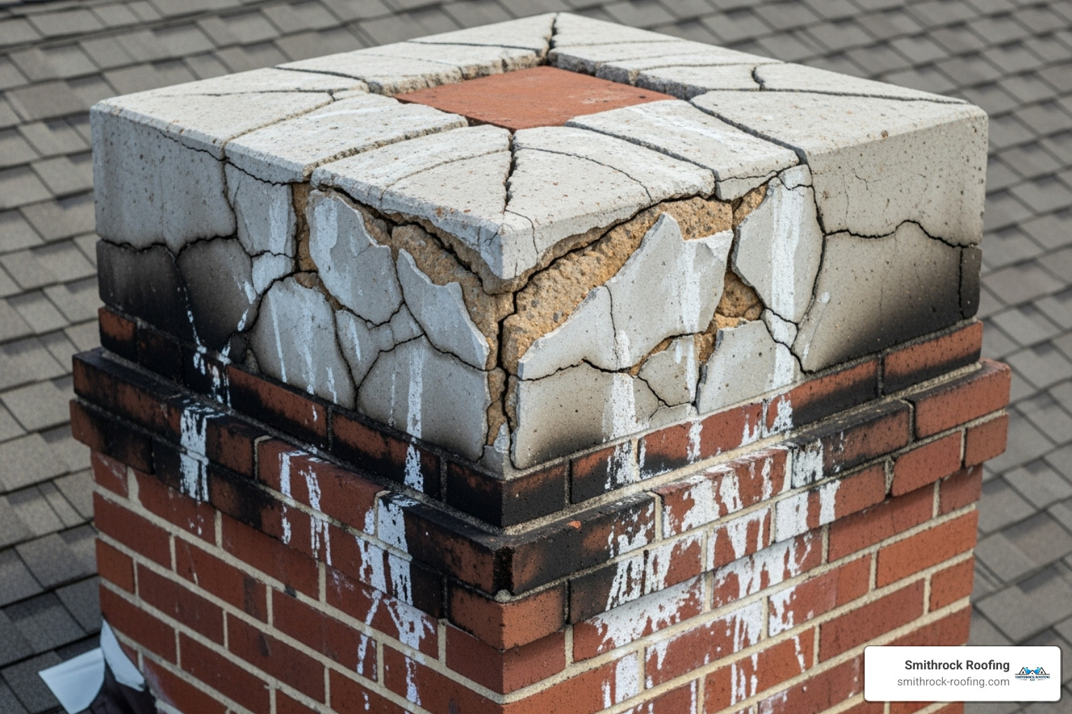 damaged chimney crown - chimney liner installation cost