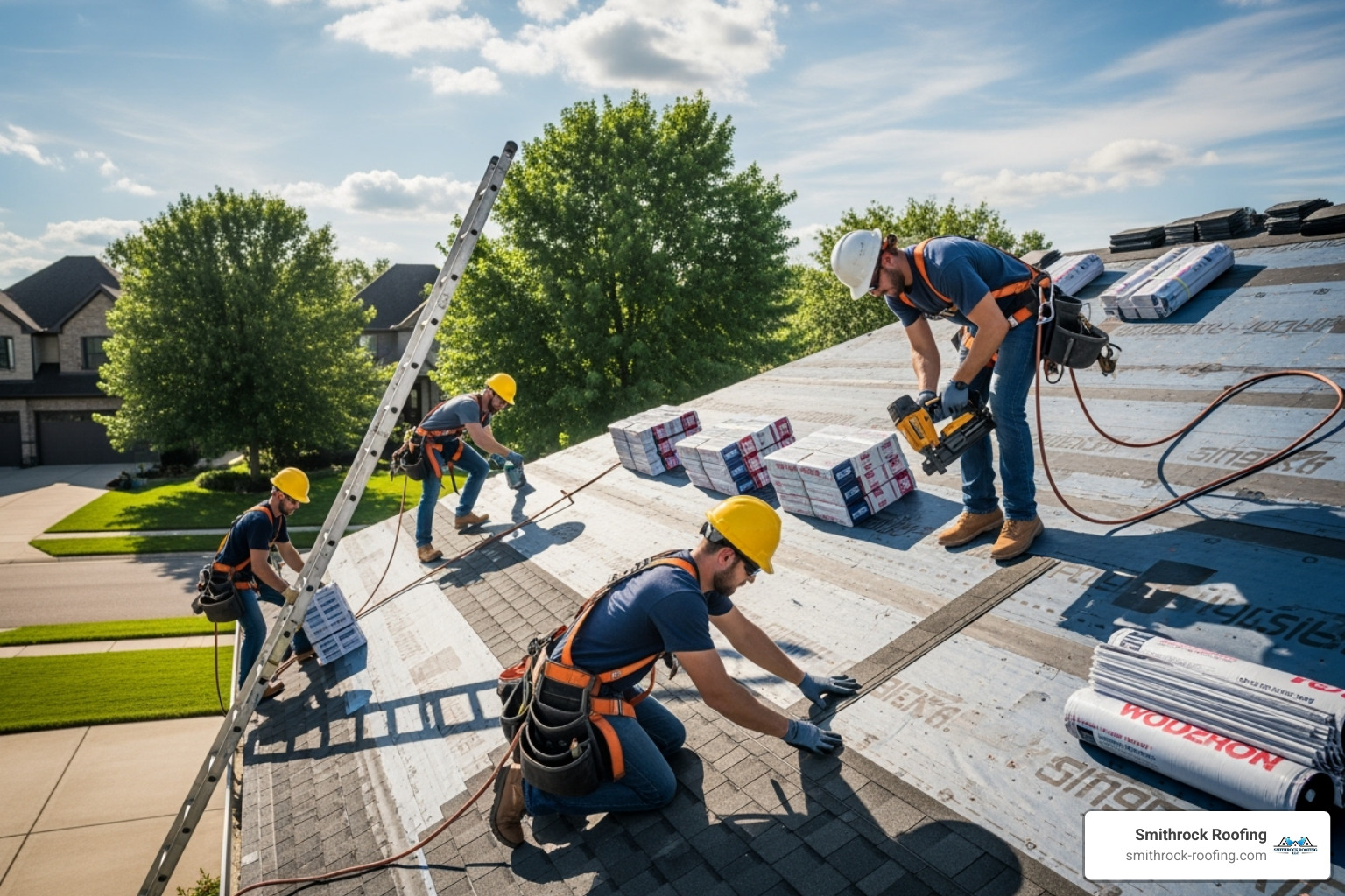 professional roofing crew at work - best roofing and siding