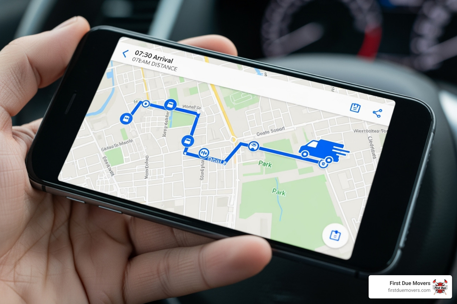 map with a delivery route being tracked in real-time on a phone - reliable on-demand delivery in burien wa