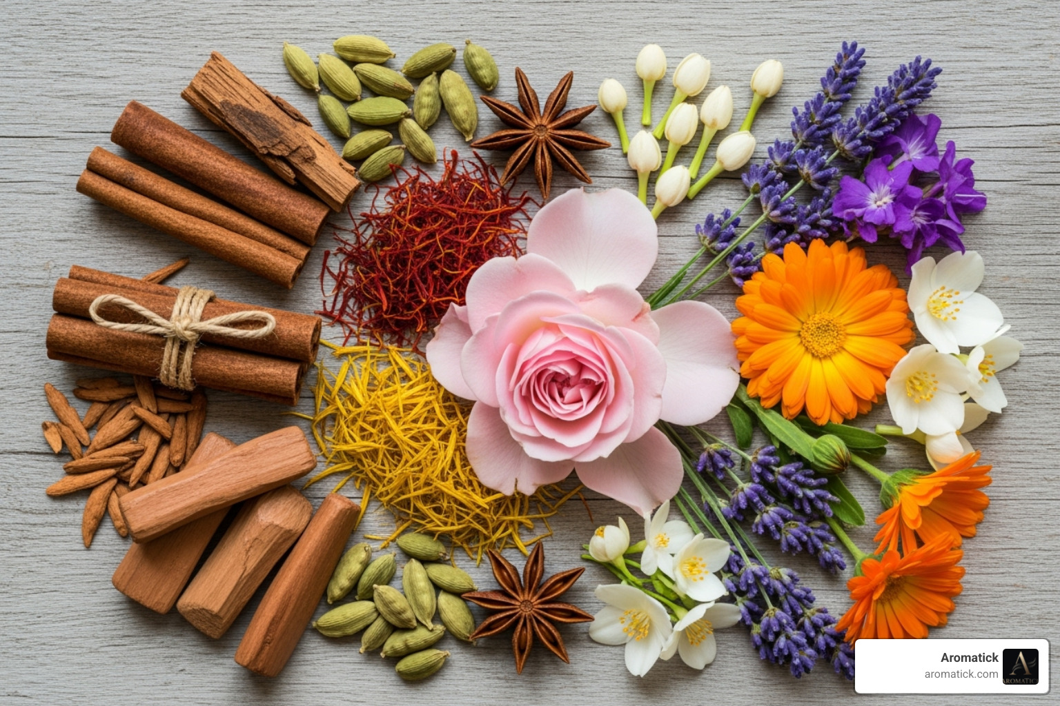 a collage featuring various scent ingredients like wood, flowers, and spices - expensive perfumes for cheap a collage featuring various scent ingredients like wood, flowers, and spices - expensive perfumes for cheap